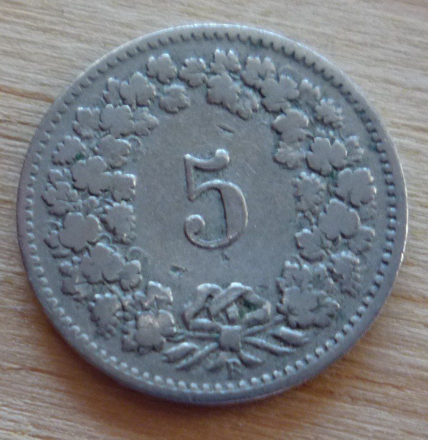 Toutes les monnaies: 5 Rappen 1898 – D'occasion à Rieden SG par Brockehuesli 1