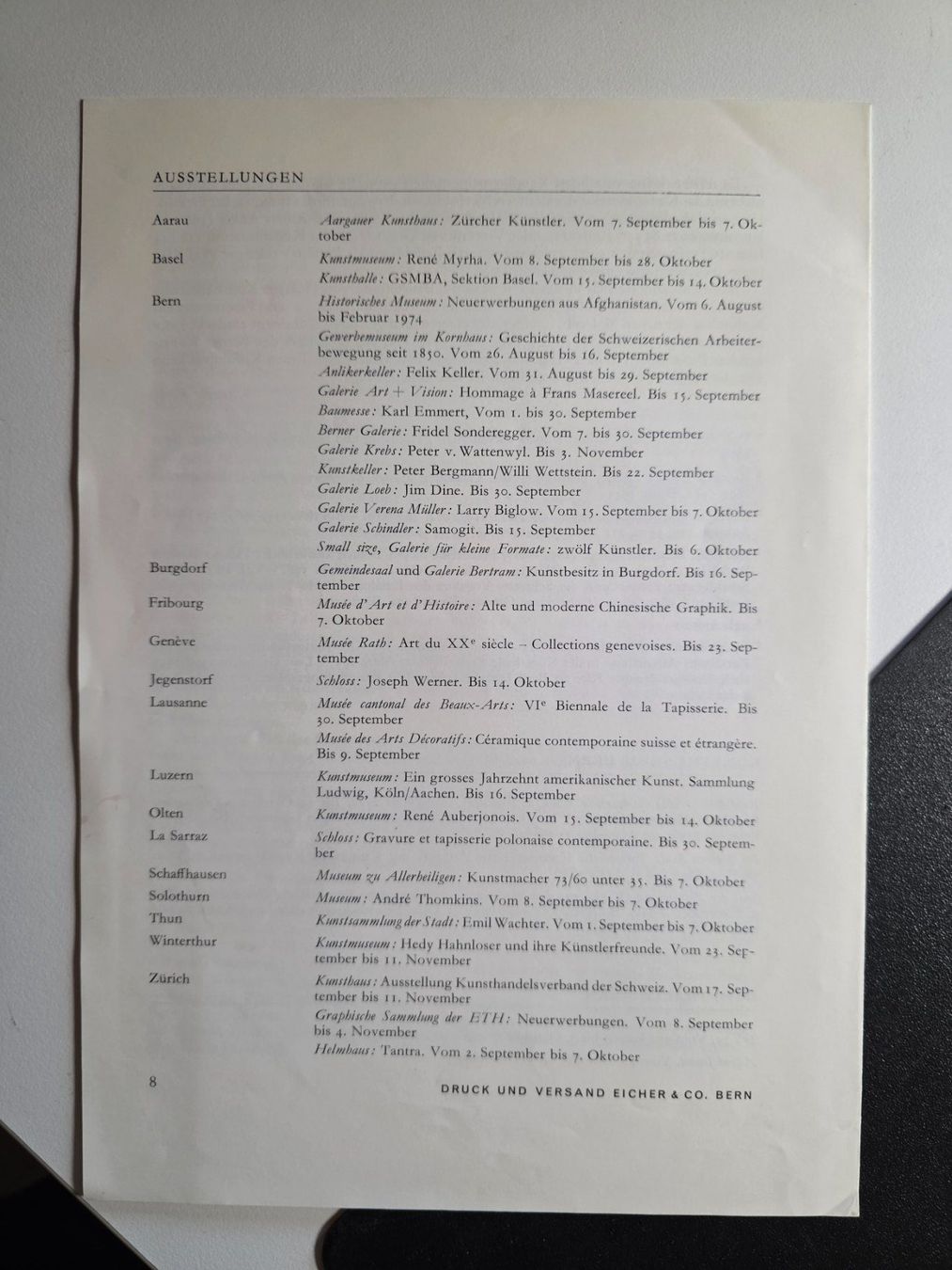 Riviste & Magazine: Berner Kunstmitteilungen 1973 Kunst Museum Bern – Usato da Walterswil BE venduto da Lonitti 3