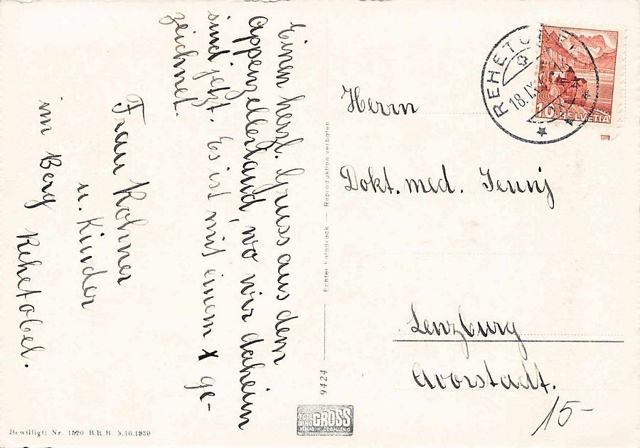 Ansichtskarten: Rehetobel, gelaufen 1944 – Gebraucht aus Frauenfeld von POML 1