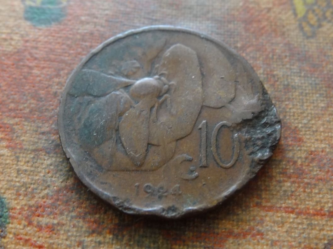 Tutti le monete: ITALIE  10  Centesimi  1924 – Usato da Romanel-sur-Lausanne venduto da Swift13