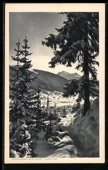Cartoline postali: Davos, Teilansicht des verschneiten Orte – Usato da Berlin venduto da bartko-reher