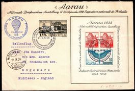 CH - Flugpost - Sonderflug - SF 38.2 nach England
