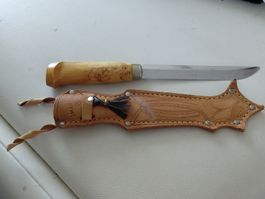 J. Marttiini Messer mit Lederscheide Finnland ca 14.5 cm Kli