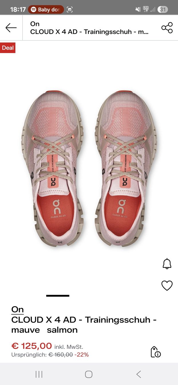 On Chaussures femmes: On Cloud X 4 AD Mauve Salmon – D'occasion à Diegten par Fashion017 1
