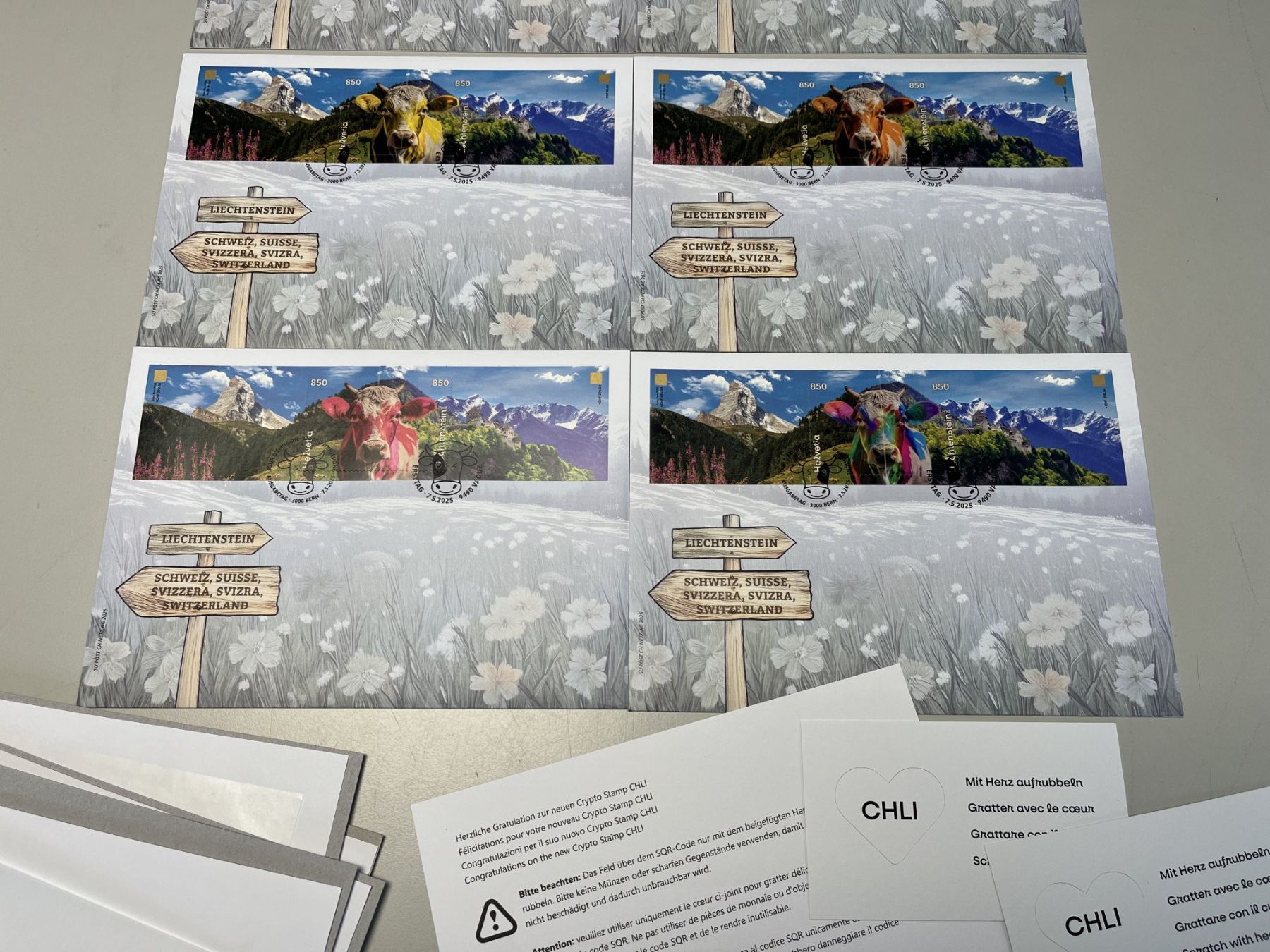 Alle Briefmarken: Auflage nur 10 Stk. !!!! FDC Regenbogen Crypto CHLI – Neu und originalverpackt aus Arch von seil819 1