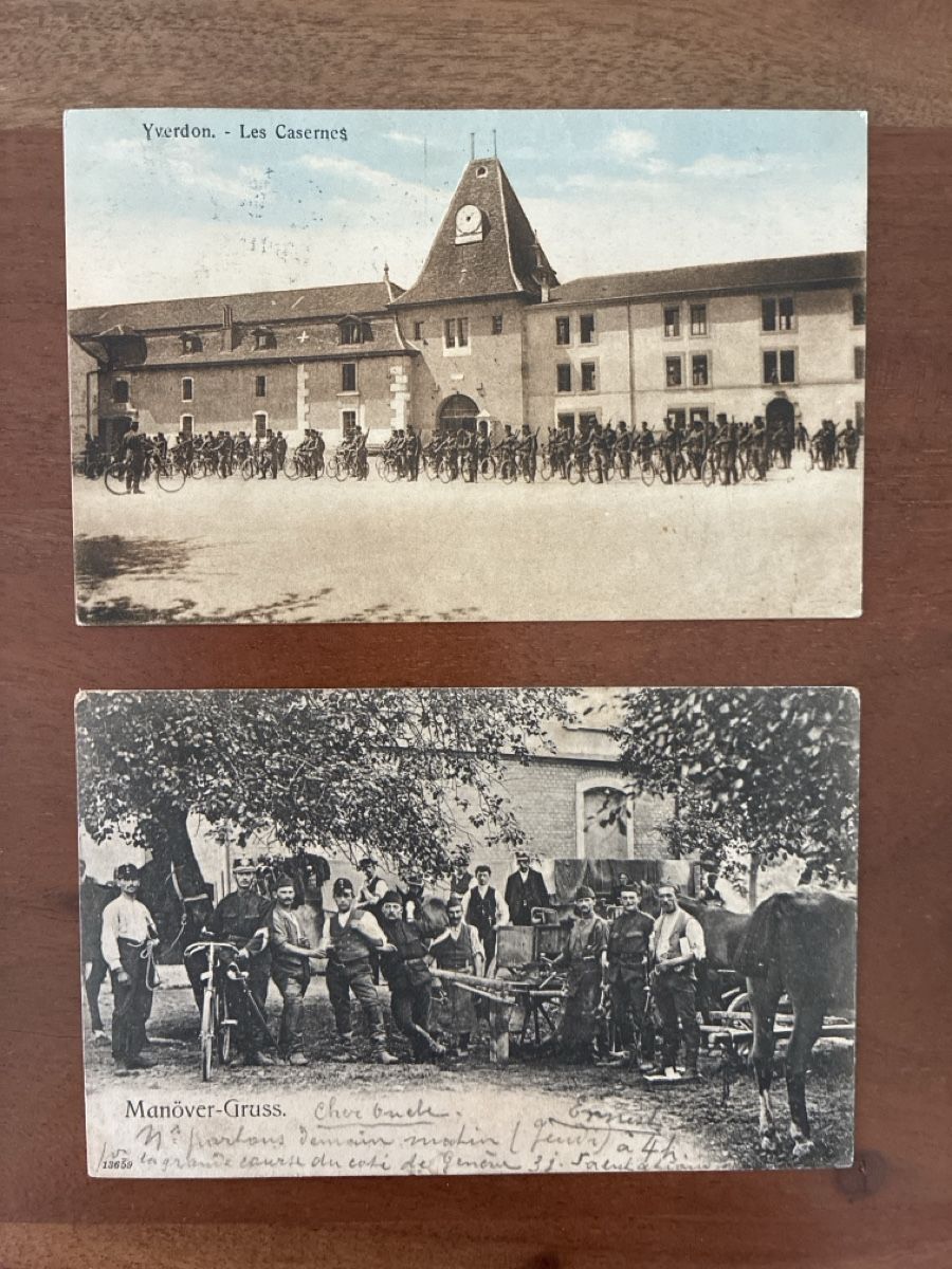 Cartes postales: 2 Ansichtskarten Schweiz vom Militär- Radfahrer – D'occasion à Oftringen par Cla.vD.74