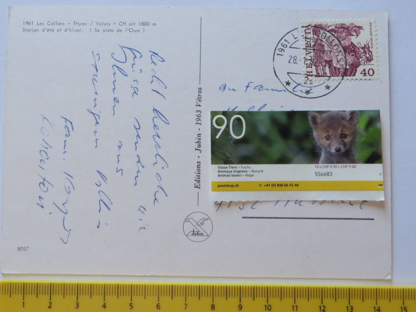 Cartoline postali: ANSICHTSKARTE LES COLLONS EN VALAIS, SCHNEE, AUTO, gel. 1982 – Usato da Neuhausen am Rheinfall venduto da Arielle55 1