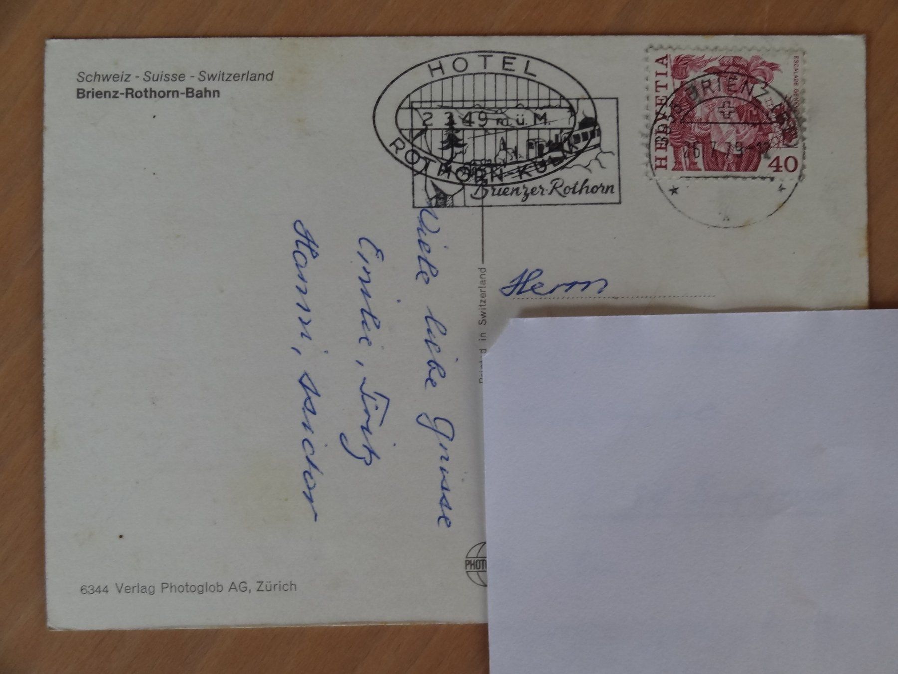 Cartoline postali: Brienz-Rothorn-Bahn - 1979 – Usato da St Léonard venduto da Riglin 1
