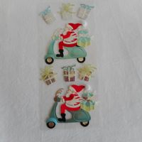 3D Sticker gross - Weihnachtsmann auf himmelblauer Vespa