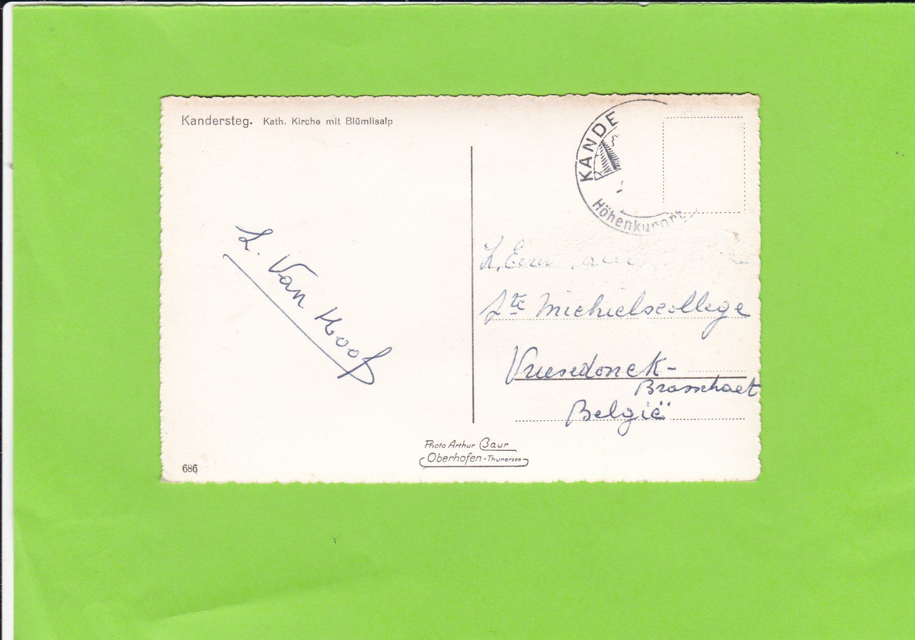 Cartoline postali: Kandersteg, kath. Kirche – Usato da St. Peterzell venduto da neckertal 1