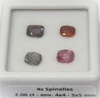 4x beaux spinelles 2.06 ct - Valeur 400.- Fr