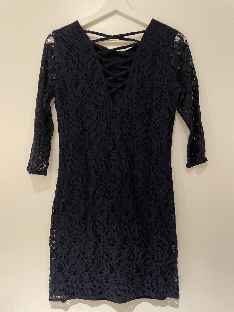 Only Vestiti: Elegantes blaues Spitzenkleid – Usato da Chur venduto da buc_6tcp 1