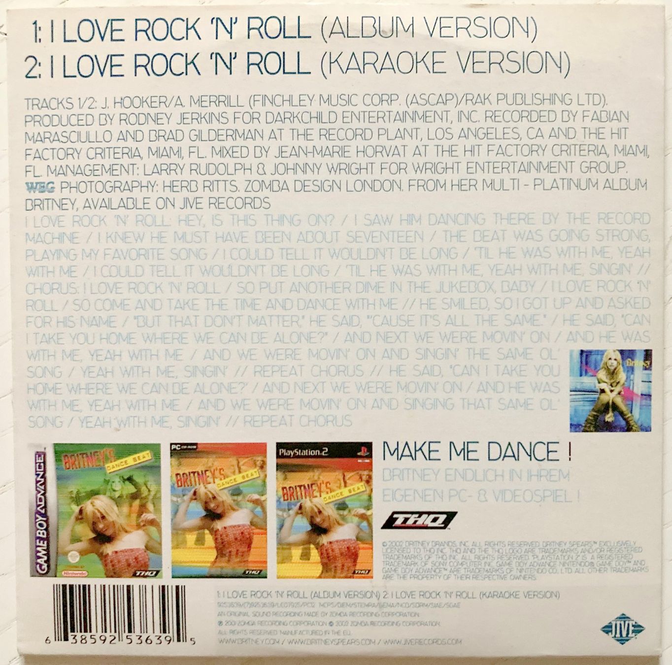 CDs: BRITNEY SPEARS - I LOVE ROCK 'N' ROLL – Gebraucht aus Bottens von hotter-than-hell 1