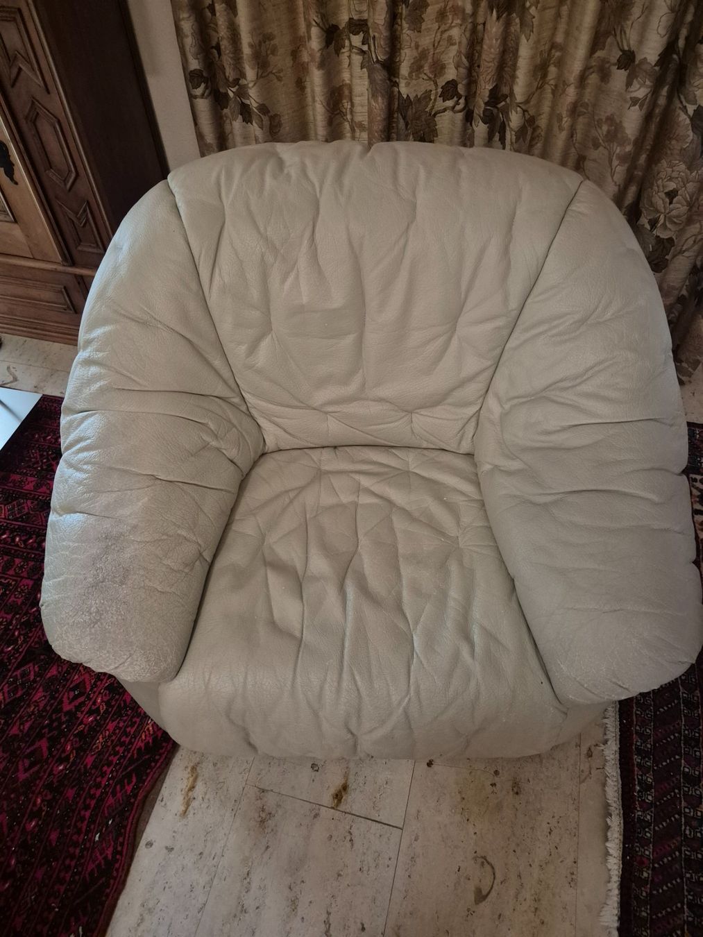 Pfister Divani: Hellbeiges Leder Bettsofa Ascona mit Fauteuil und Dreiersofa – Usato da Steinach venduto da ACMO32O 4