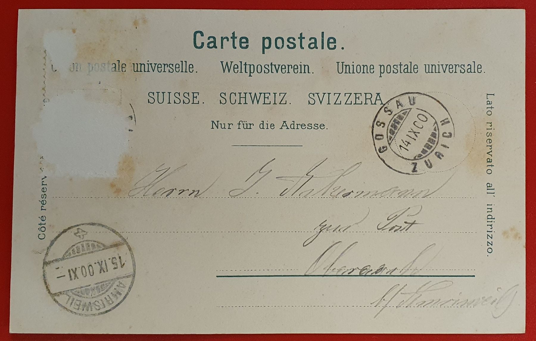 Cartoline postali: Gruss aus Gossau ZH 1900 – Usato da Kreuzlingen venduto da Rschweiz1 1