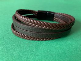 Armband Lederimitat braun 21cm