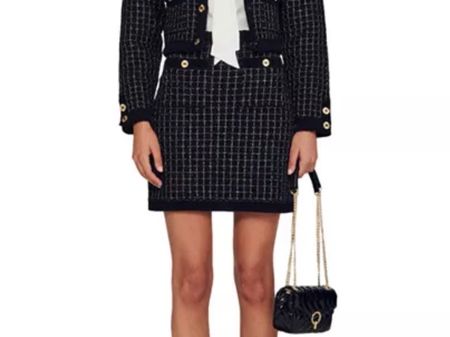 Sandro Tweed Rock 36 Boucle Minirock schwarz Glitzer