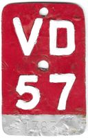 Velonummer 1957 Waadt Vaud VD 57