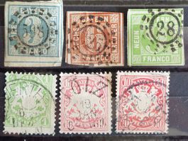 BAVIÈRE - BAYERN: 6 Gestempelte aus 1850–1888