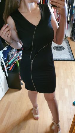 Diambre Kleid Schwarz Baumwolle Sexy Gr. M 38 Zip