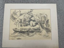 Johannes Diem (1924-2010) Zeichnung Frühwerk Thurgau RAR!!!