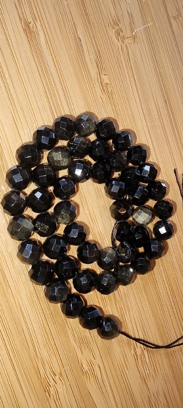 Minerali & Pietre curative: Obsidian 8mm. facettiert Strang – Nuovo e nell'imballaggio originale da Menziken venduto da Mirager 1