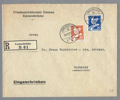 1932, Z/186+Z/188, 0 EMMENBRÜCKE, LUXUS EING.-BRIEF