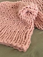 Kuschelige Strick-Decke Grobstrick Chunky Knit Plaid altrosa