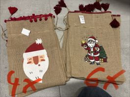 10x Sacs de Noël en jute neuf Cadeau St-nicolas Jutentasche