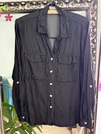 Damenbluse leichter Jeansstoff dunkelgrau Gr.L/ NEU