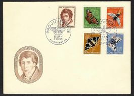 1955, J158-162 Serie auf illustriertem + unadr. FDC (15145)