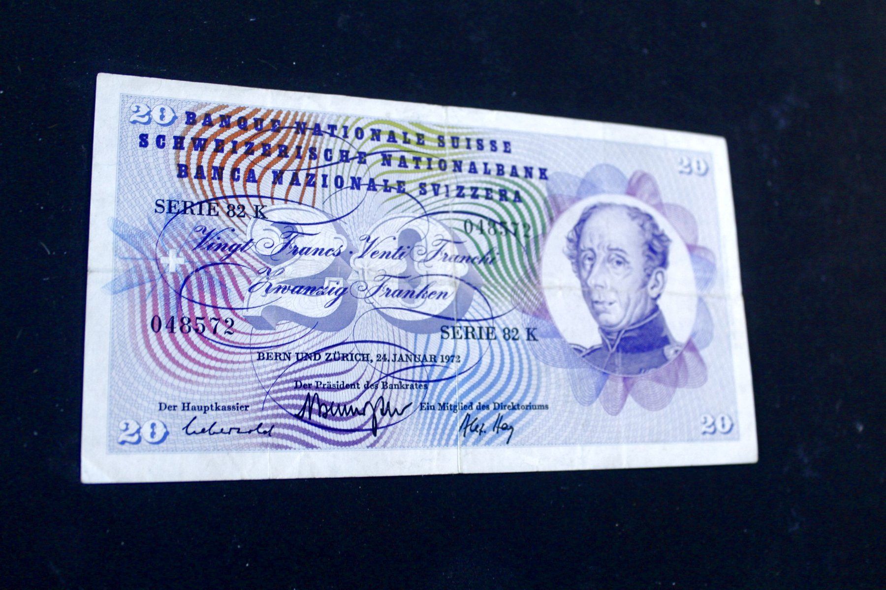 Banconote: Schweizerische Nationalbank, 1972, CHF 20.00, Dufour/Distel – Usato da Bern venduto da Vitaneuf 5
