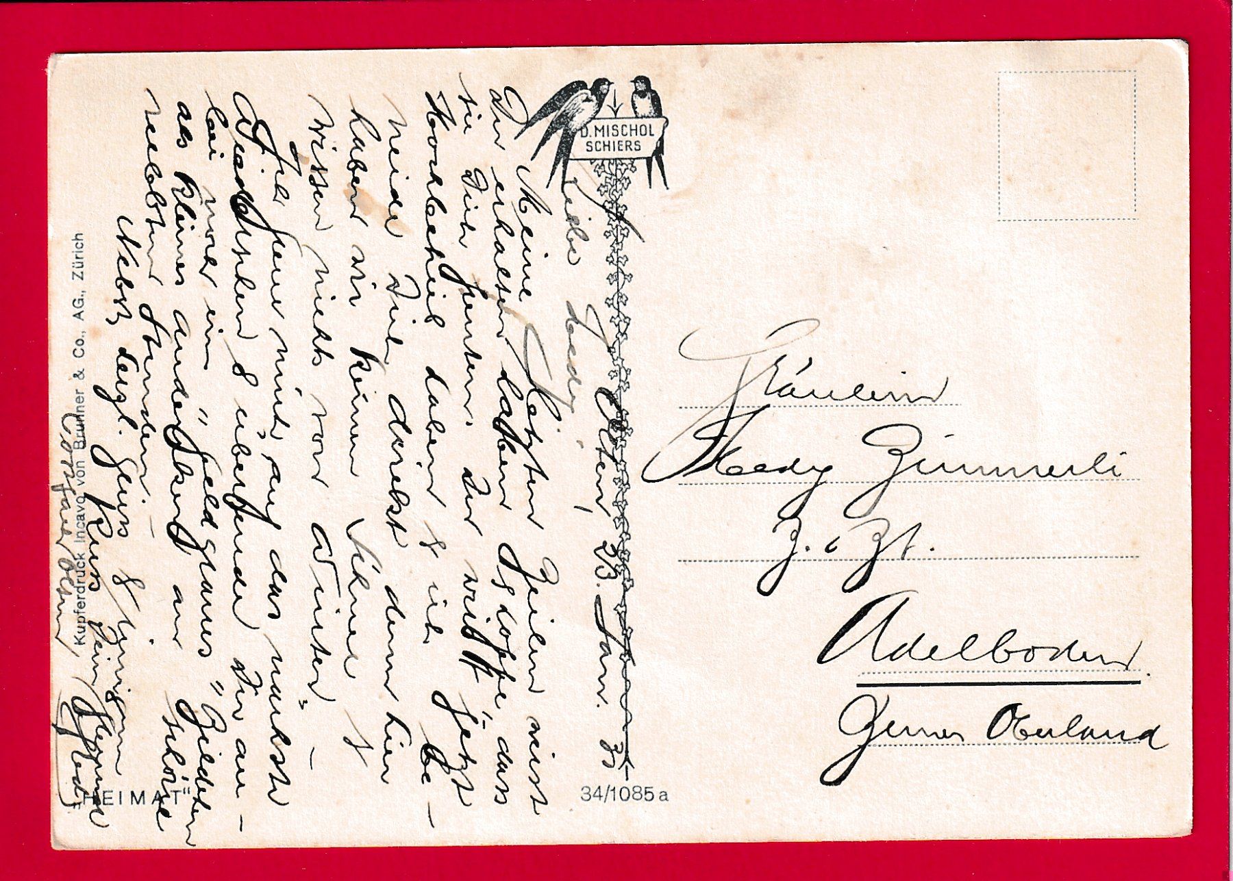 Cartoline postali: AK AVERS INNERFERRERA, MISCHOL-KARTE – Usato da Grüningen venduto da Kartensammler 1