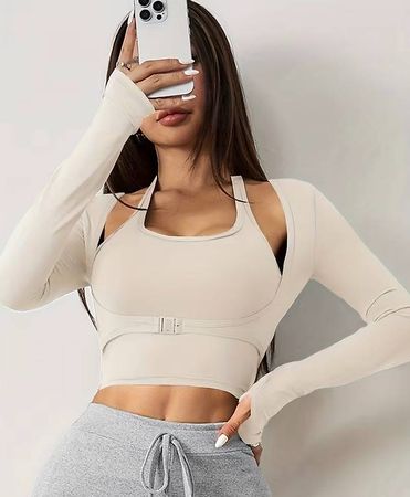 Top sportivo 2 pezzi crema (reggiseno + maniche)  Taglia S