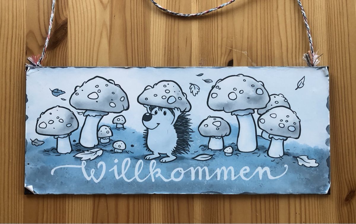 Ecriteaux: WILLKOMMEN 🦔 Schild, Blech – D'occasion à Mühlebach (Goms) par chr_q6d8