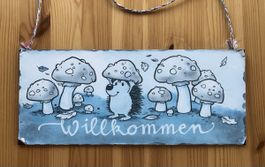 WILLKOMMEN 🦔 Schild, Blech