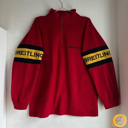 Vintage Y2K Breitling 1/4 Zip Fleece Pullover Gr. L