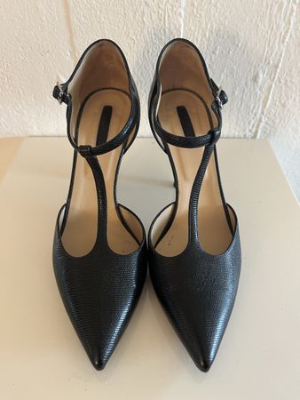 Elegante Longchamp T-Stiletto Pumps, Gr. 39, Schwarz, Top!