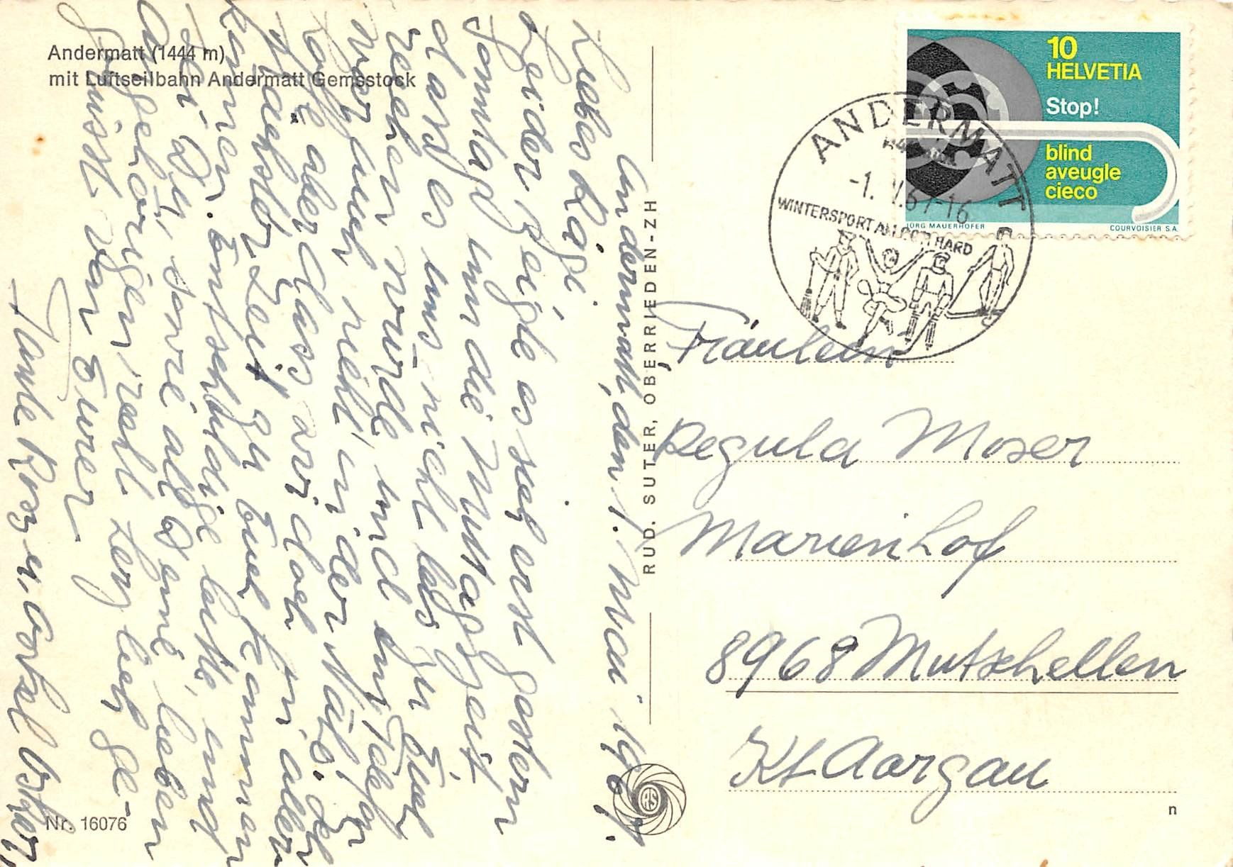 Cartoline postali: Andermatt mit Drahtseilbahn – Usato da Ottikon b.Kemptth. venduto da Neptun1974 1