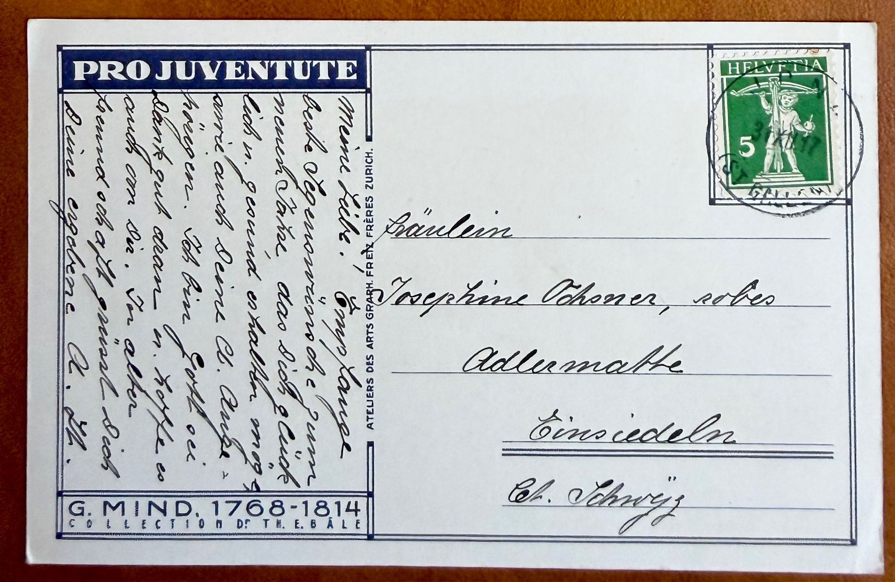 Cartoline postali: Pro Juventute - AK Gottfried Mind - Gigampfi -1917 – Usato da Lutry venduto da Ediego 1
