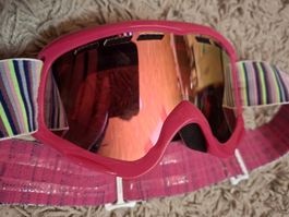 Skibrille Salomon pink mit Streifenmuster für Kinder