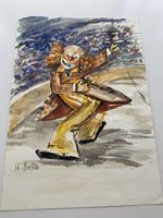 Aquarelle Originale - Clown Triste par W. Stadler!