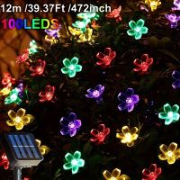 12m Solar Lichterkette Blume Wasserdicht Garten Deko