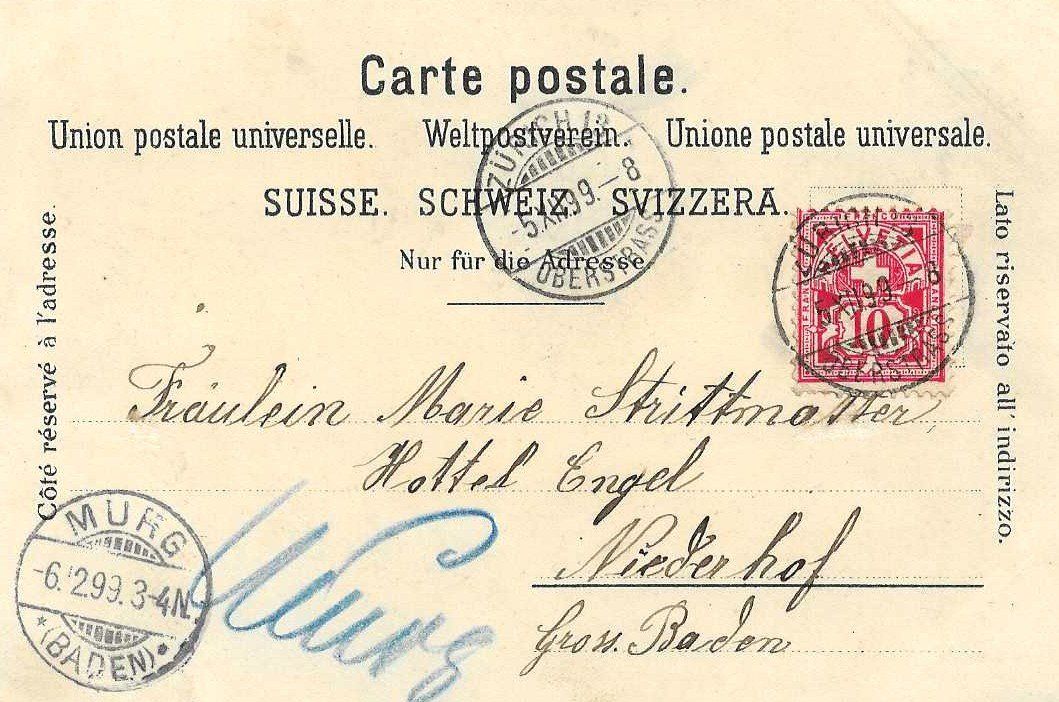 Cartoline postali: AK LITHO GRUSS aus ZÜRICH 1899 – Usato da Schlossrued venduto da Aronliam 1