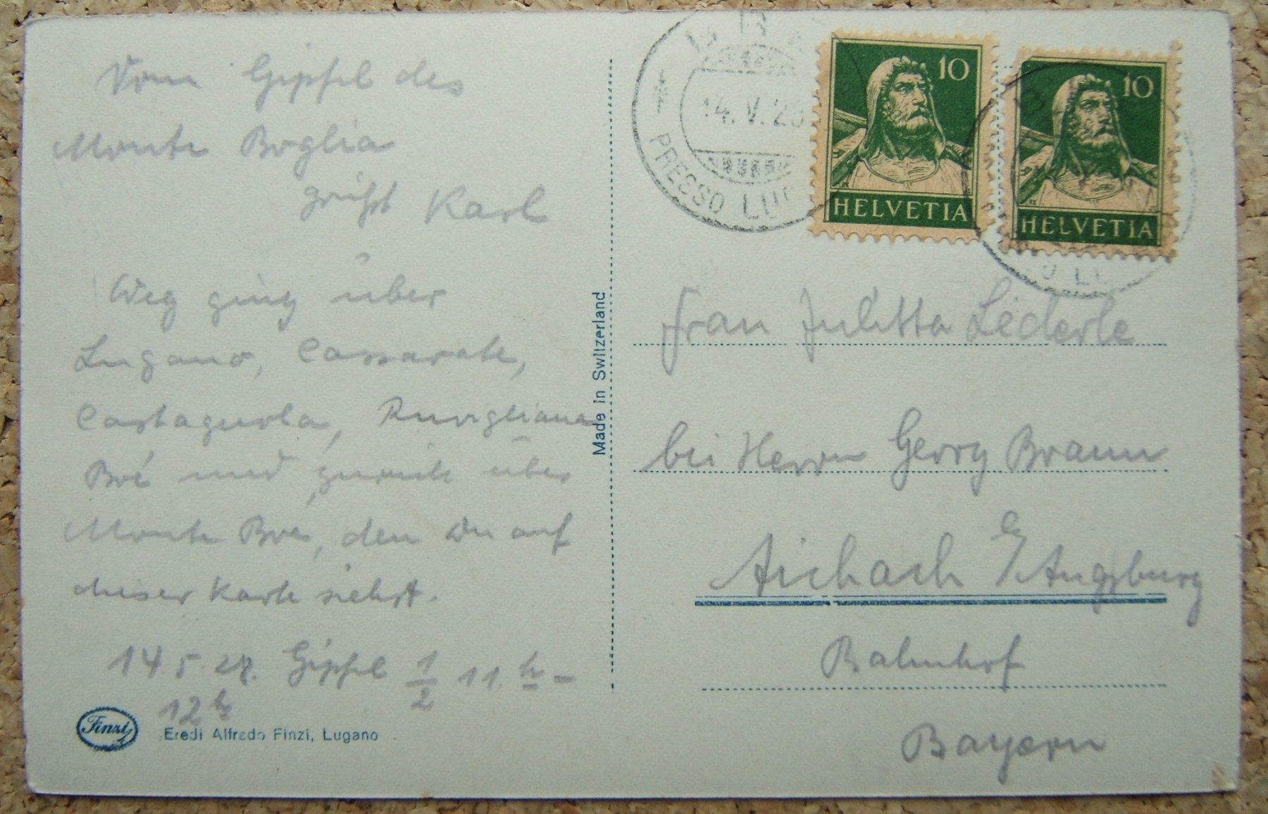 Ansichtskarten: FOTO-AK BRÈ VILLAGIO 1926 – Gebraucht aus Brunnen von Nonne04 1