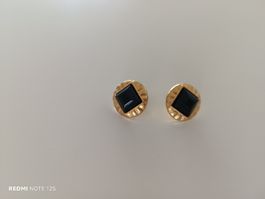 Knopfohrstecker gold schwarz, Modeschmuck