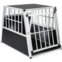 Hundetransportbox single mit schräger Rückwand - schwarz