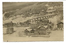 Leysin (VD) en hiver - Dorfpartie mit Bahn-Viadukt - 1952