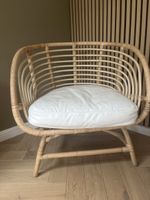 Boho Rattan Sessel mit Polster, neuwertig!