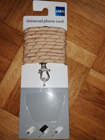 Handykette Universal Neu mit Schnur beige Glitzer